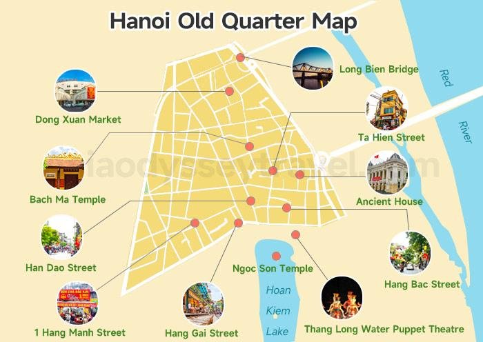 Hanoi City Sightseeing Map for Tourists