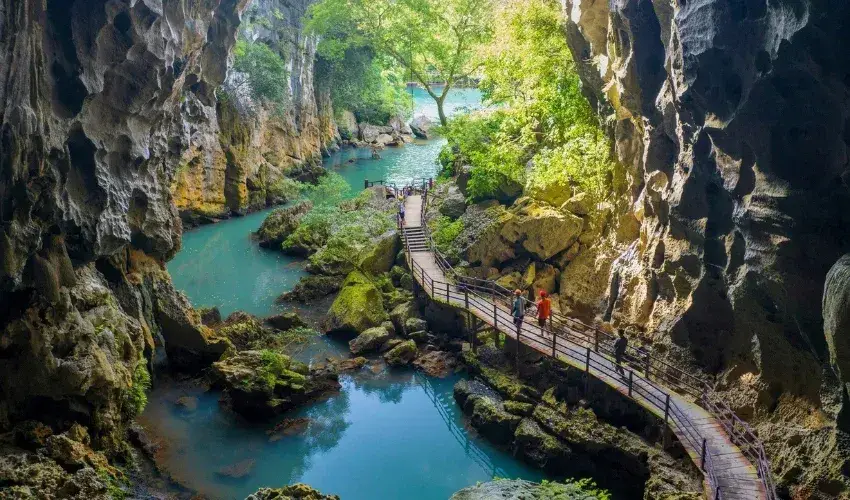Phong Nha is covered by turquoise waters