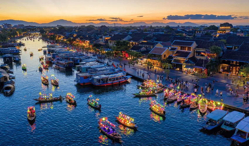 Traditional yellow houses in Hoi An on a classic Vietnam route